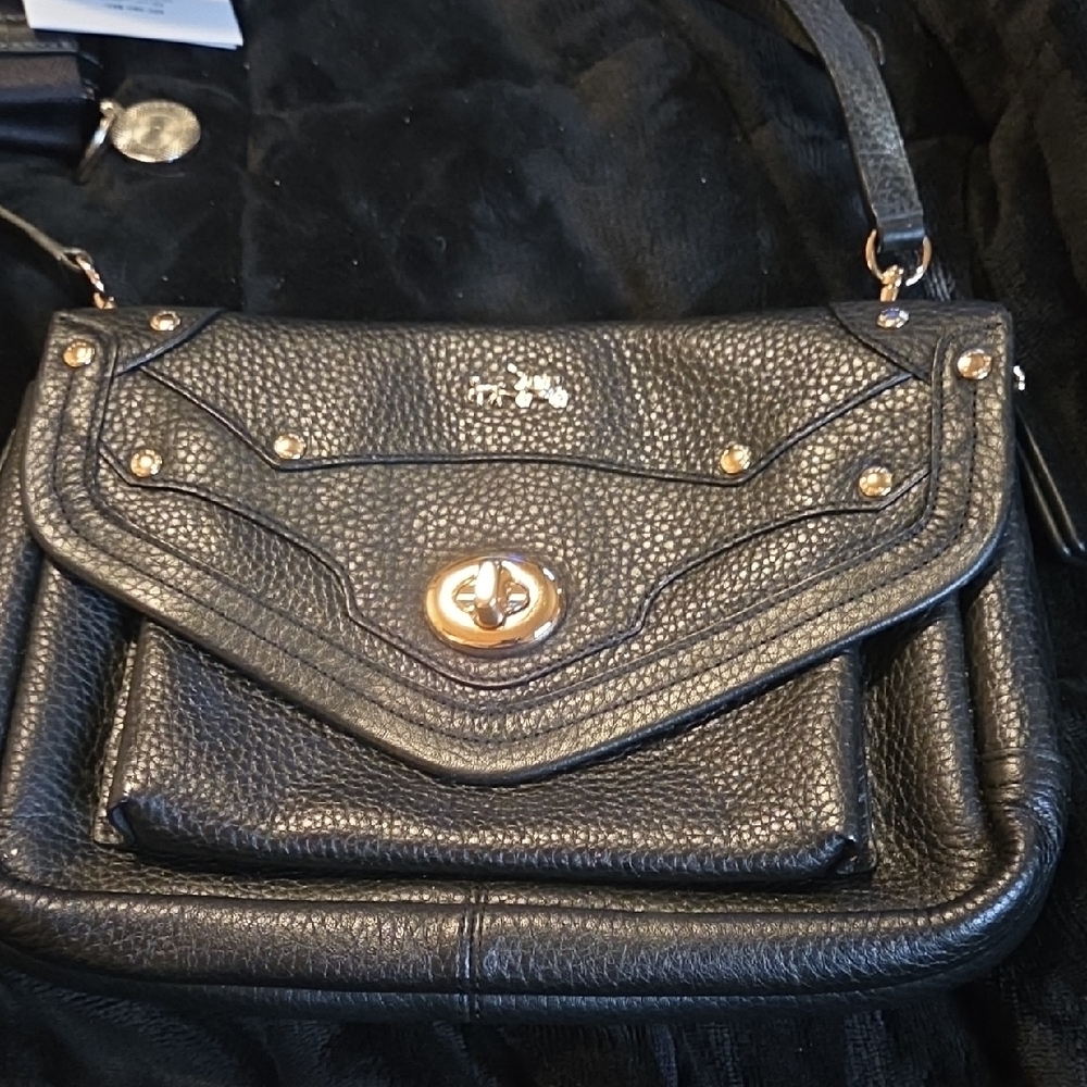 Coach Black Crossbody Bag with Gold Details